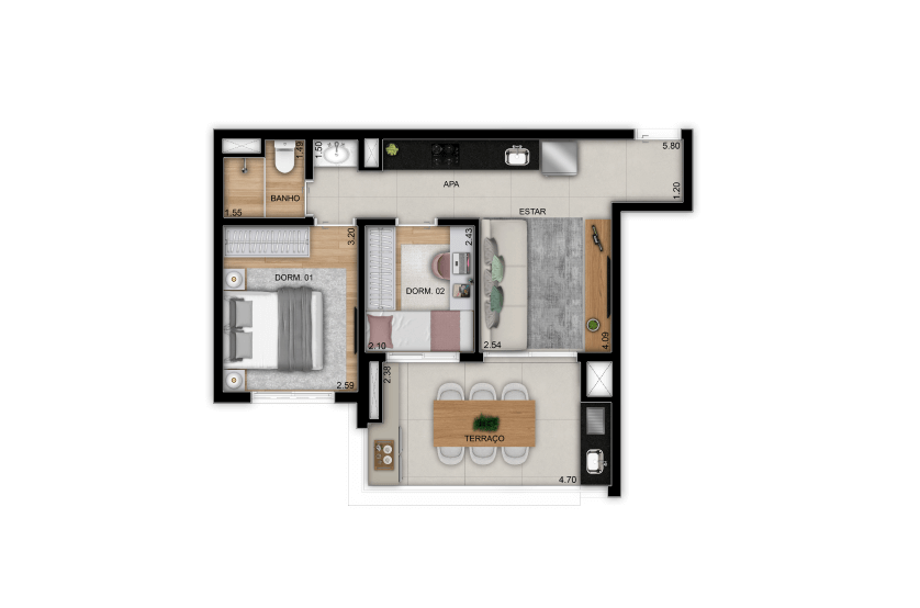 2 Dorms. - 51 m² - Final 2