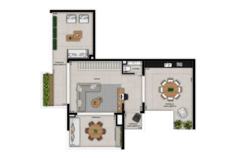 Duplex superior do apartamento 3 dorms. (1 suíte) - 215 m² - Final 6