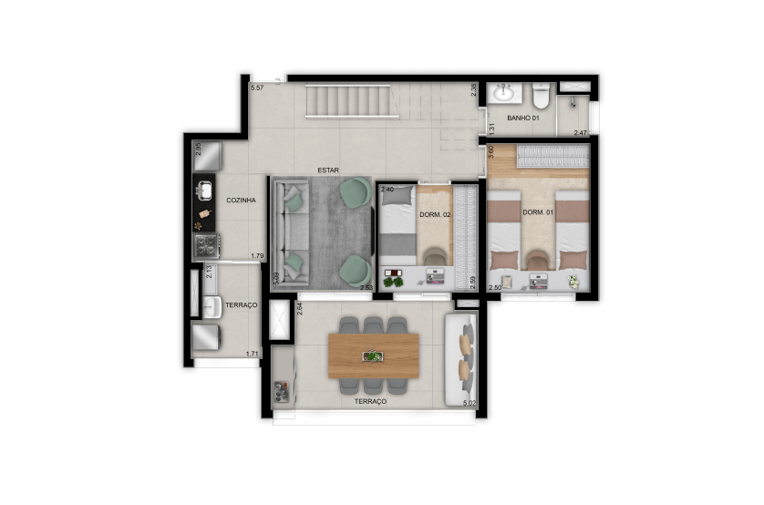 Duplex inferior do apartamento 3 dorms. (1 suíte) - 159 m² - Final 1