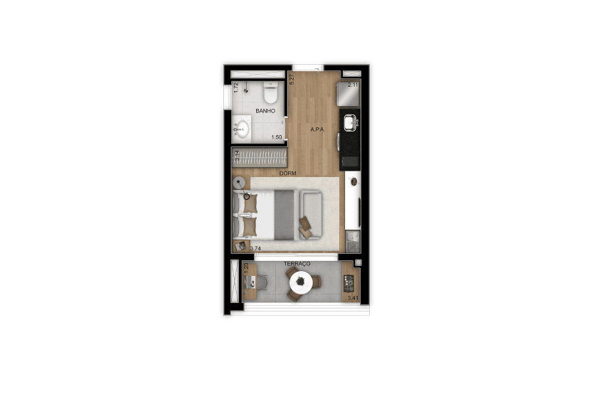 Studio residenciais – 28m² - Final 1