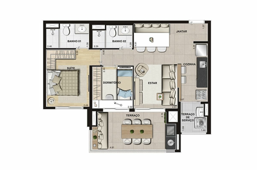 65 m²