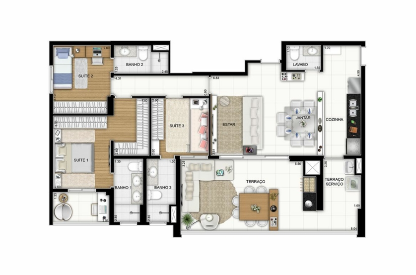 119 m²